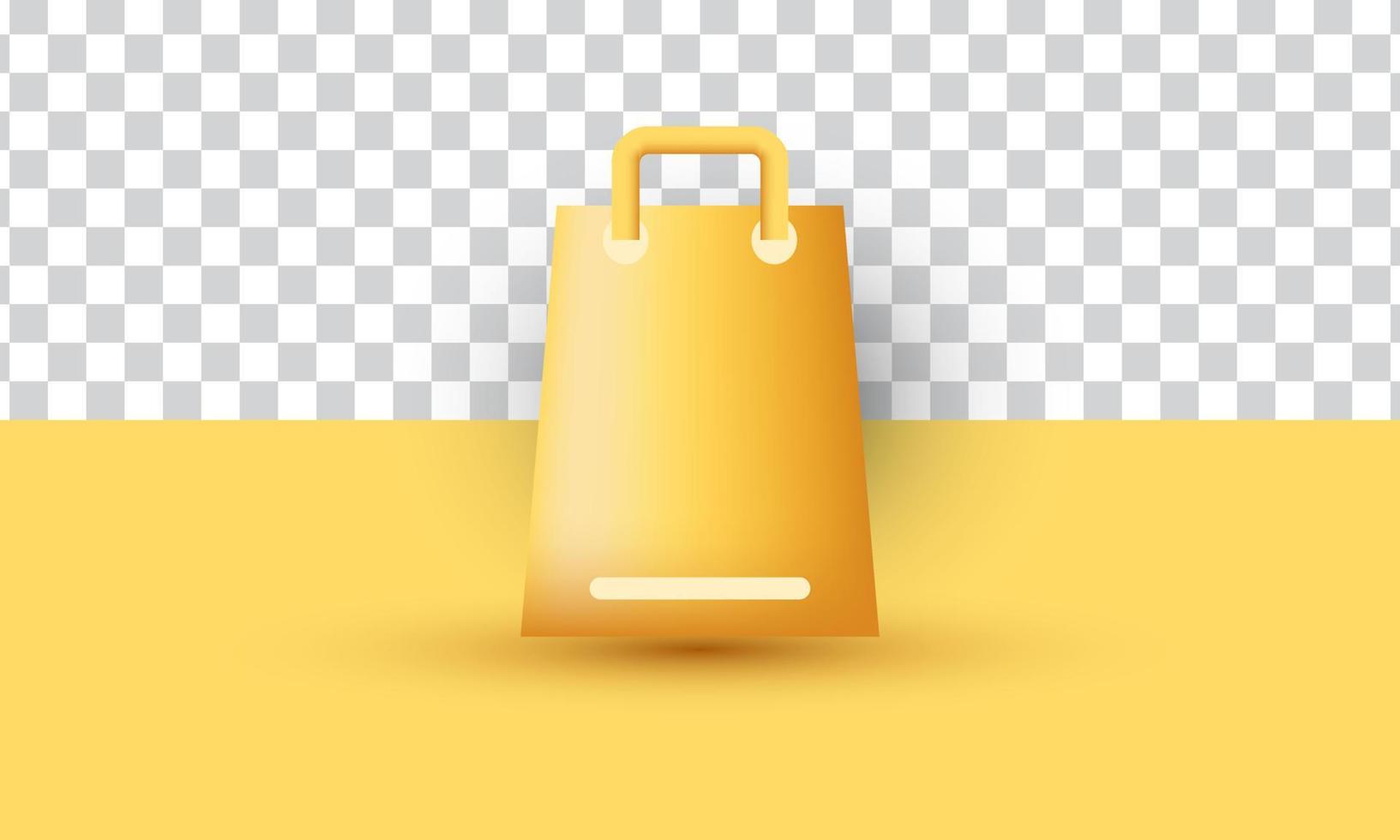 unico realistico carino giallo carta borse stile icona 3d design isolato su vettore