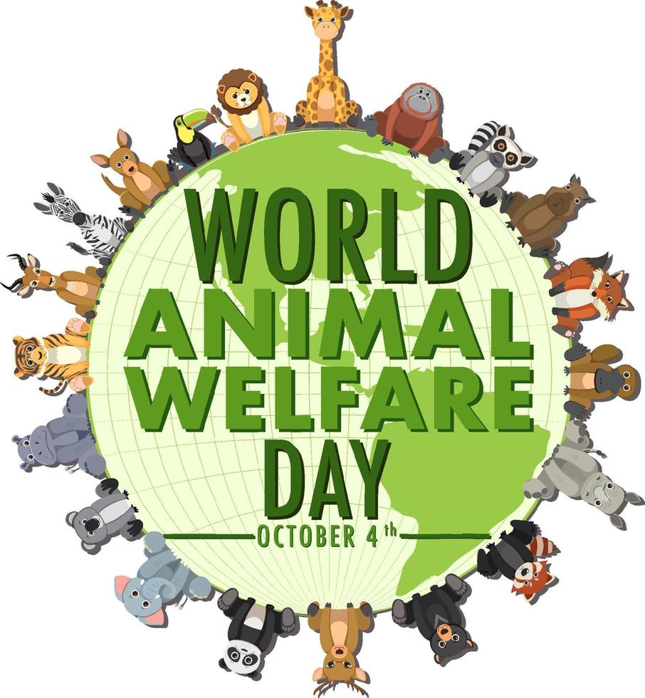 vettore di concetto della giornata mondiale del benessere degli animali