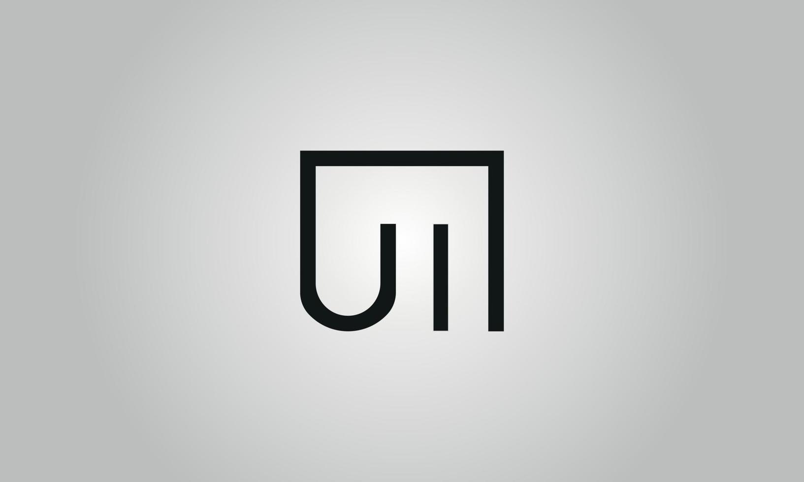 lettera ui logo design. ui logo con piazza forma nel nero colori vettore gratuito vettore modello.