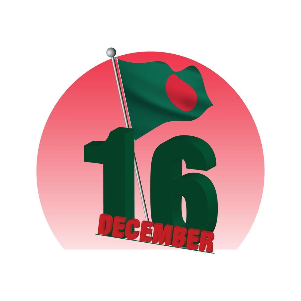 16 ° dicembre bangladesh vittoria giorno saluto con nazionale bandiera vettore