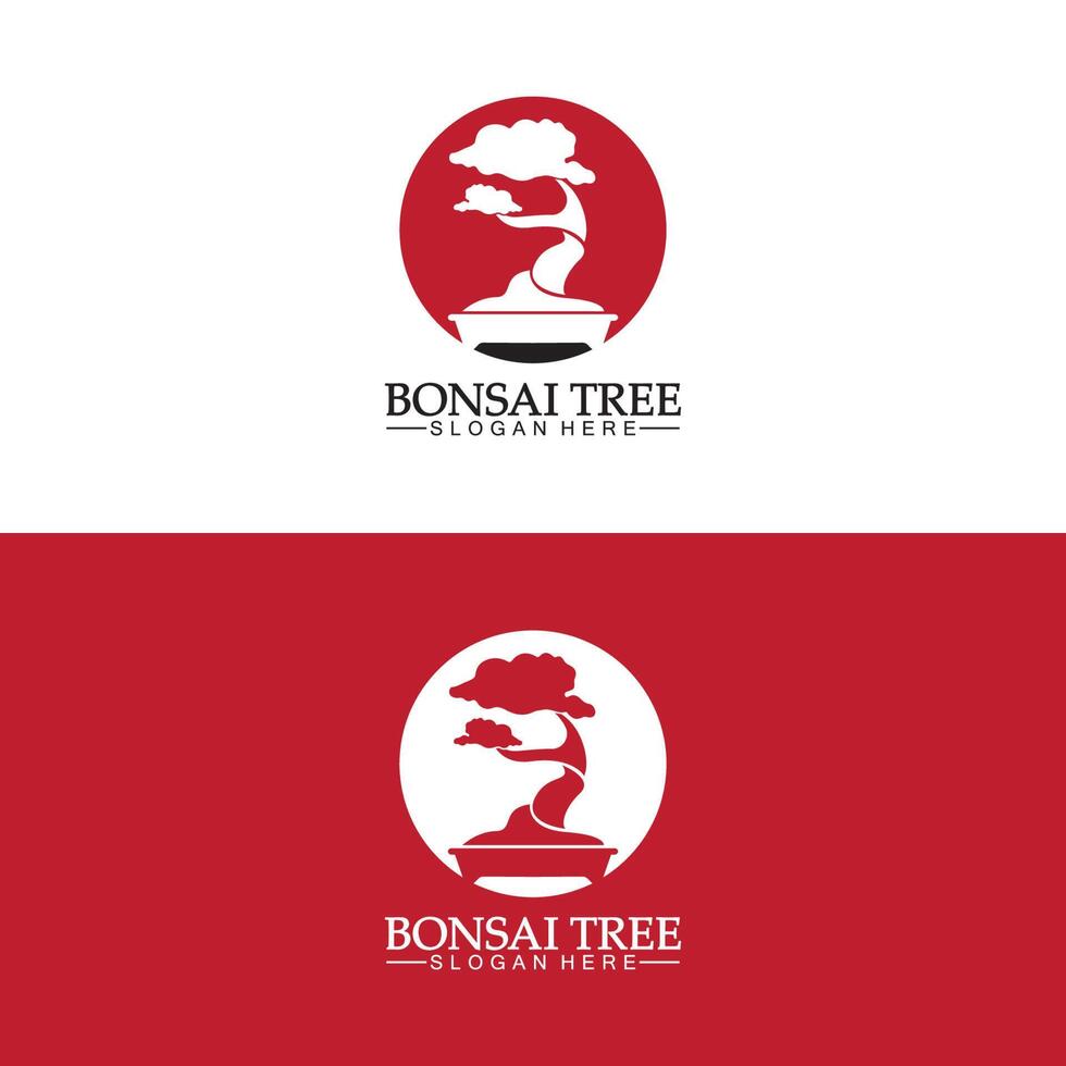 Bonsai logo design silhouette icona vettore