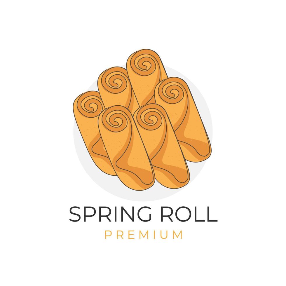 fritte primavera rotolo cartone animato lumpia vettore illustrazione logo