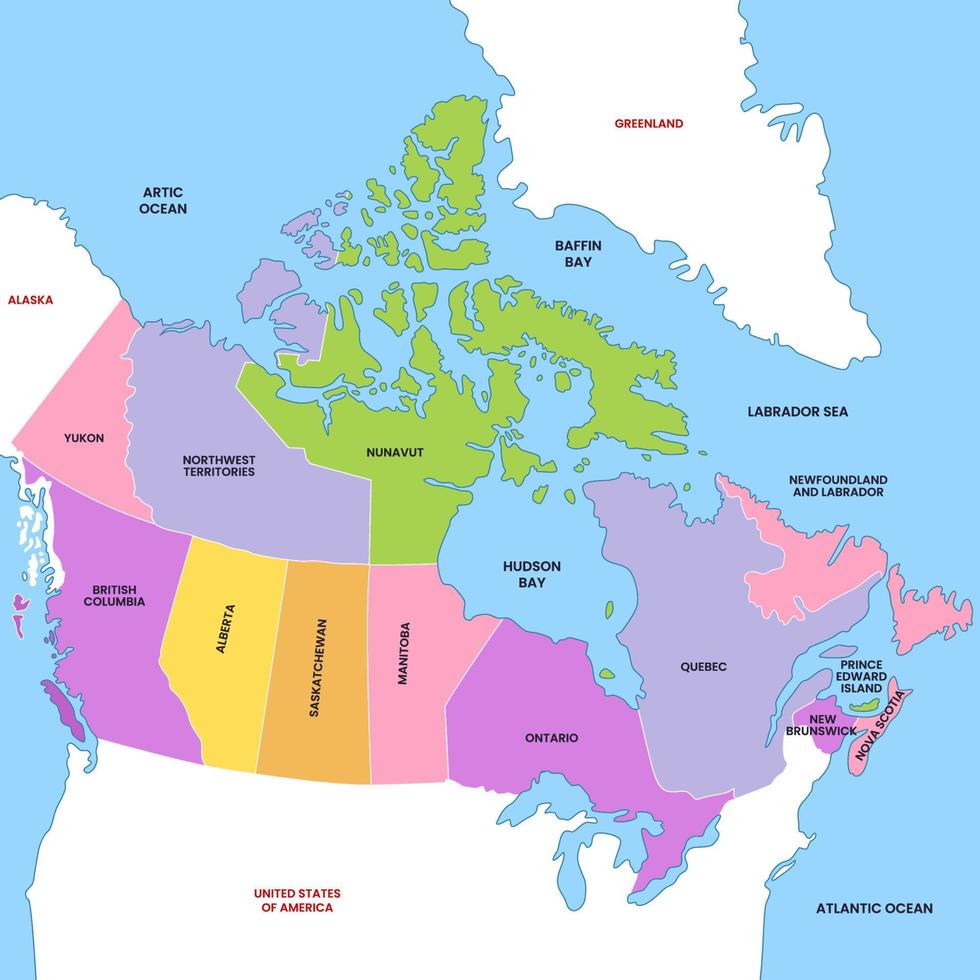 dettagliato Canada nazione carta geografica vettore