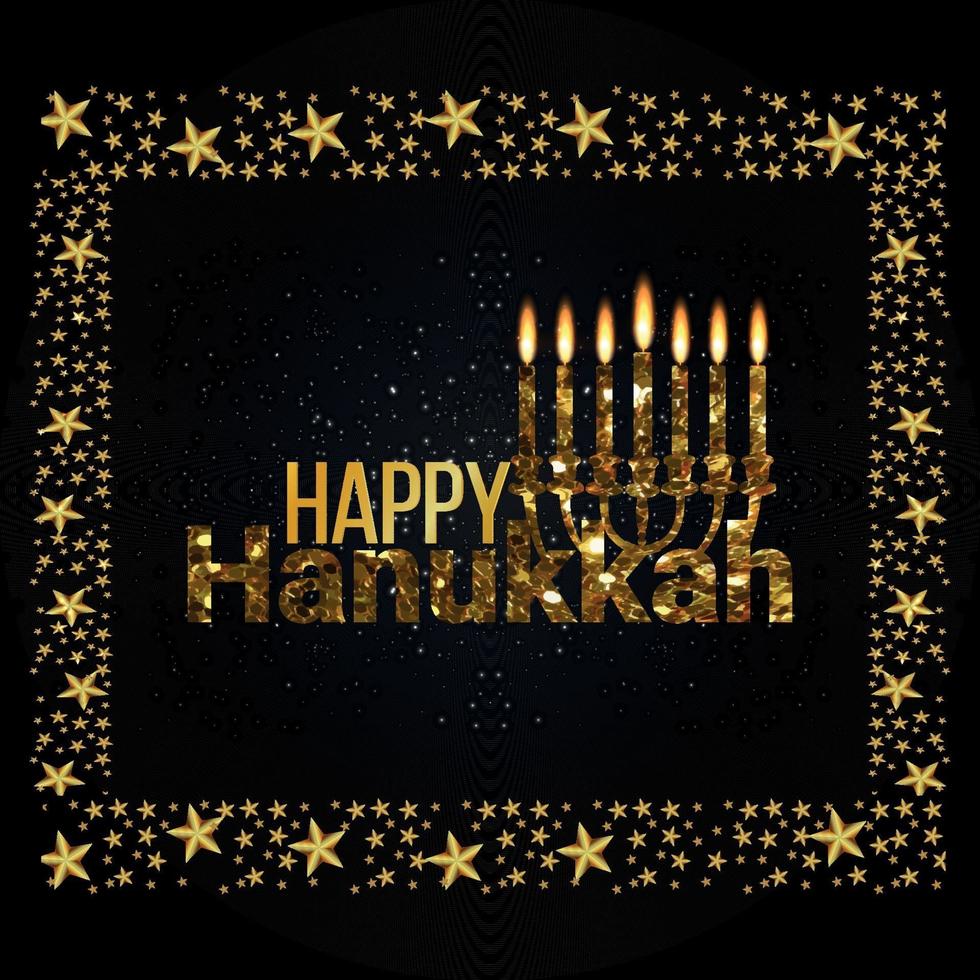 felice hanukkah con pane dolce e candela d'oro vettore