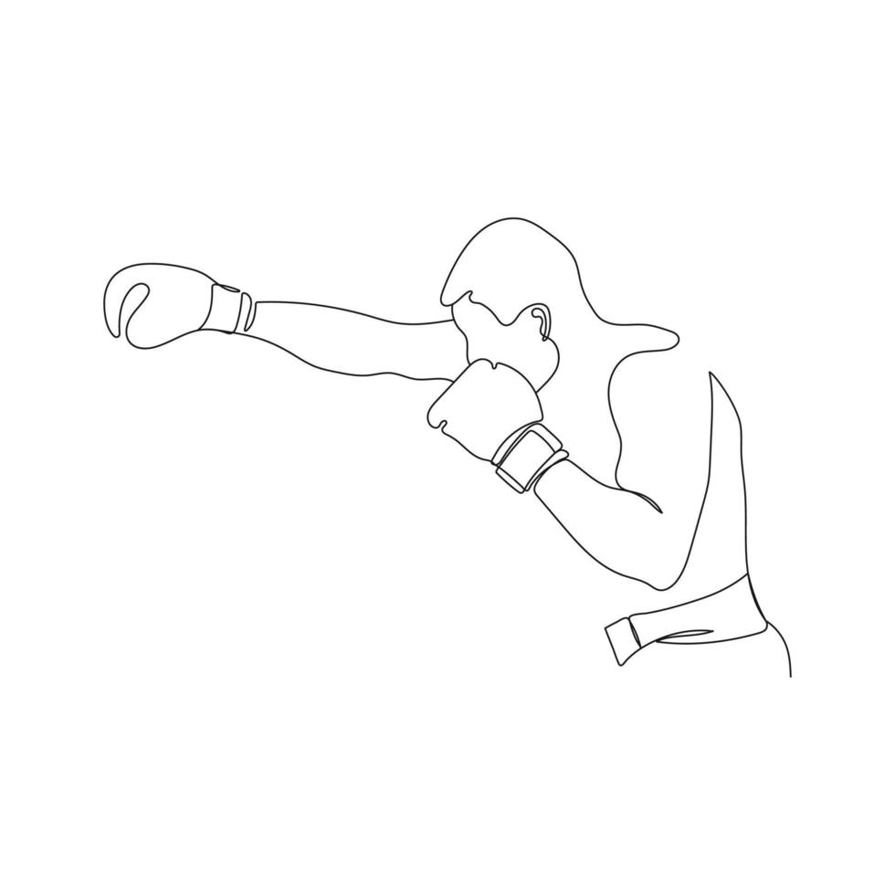 sportivo uomo pugile. uno linea arte. pugile o combattente rendere un' battere punch con mano. sport concetto. vettore illustrazione.