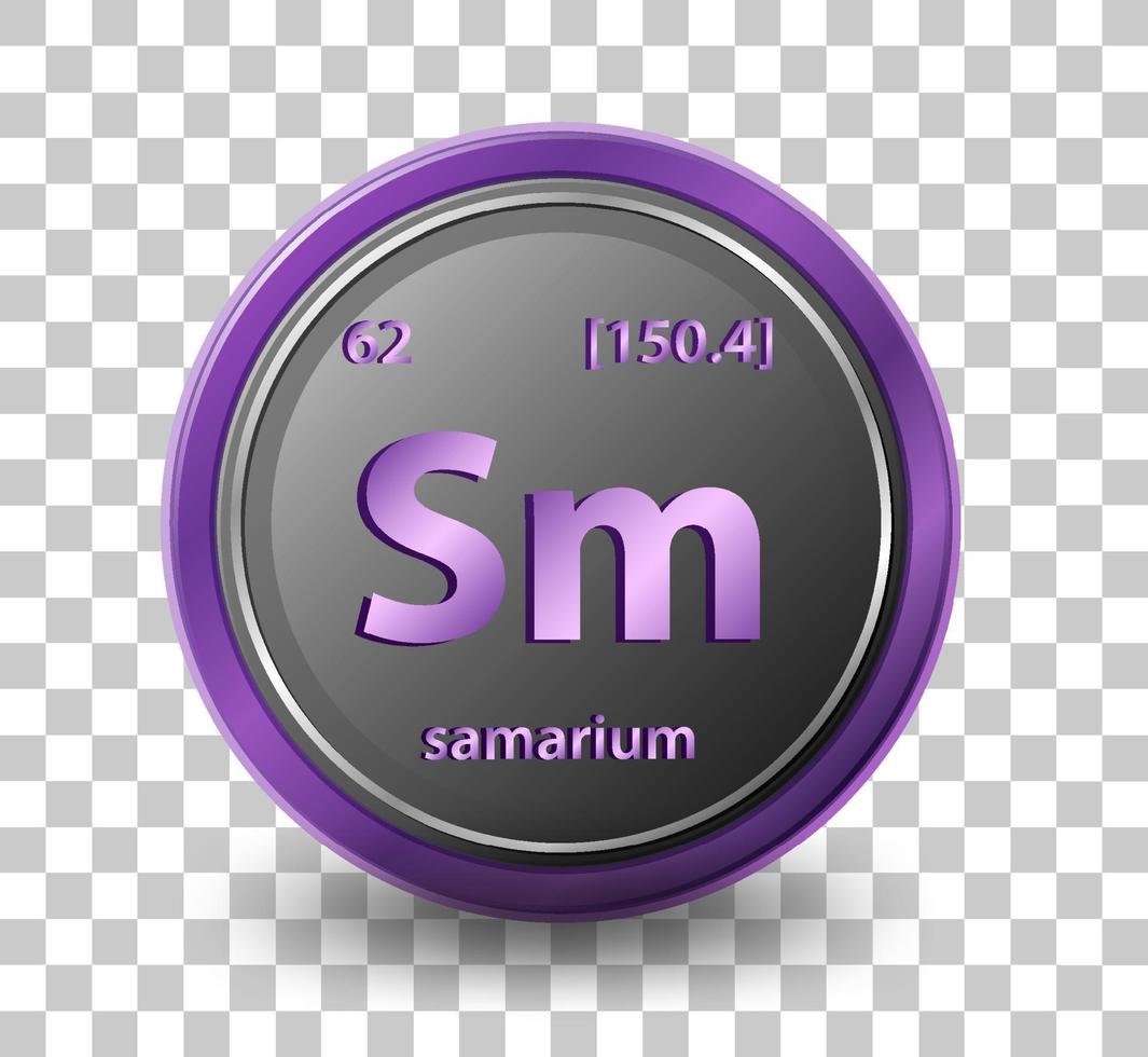 elemento chimico samario. simbolo chimico con numero atomico e massa atomica. vettore