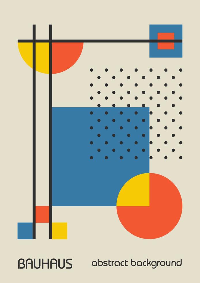 poster di design geometrico vintage minimale anni '20, arte della parete, modello, layout con elementi di forme primitive. sfondo del modello retrò bauhaus, cerchio astratto vettoriale, triangolo e linea quadrata arte. vettore