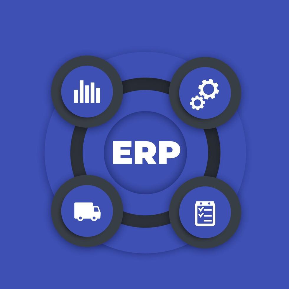 infografica vettoriale ERP, pianificazione delle risorse aziendali