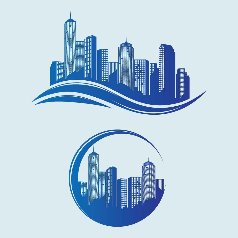 insieme di progettazione di logo di vettore dell'orizzonte della città