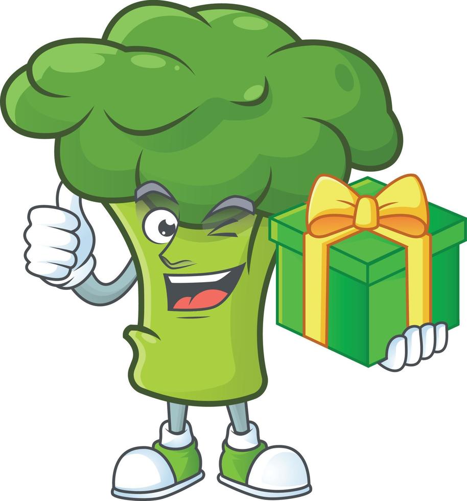 verde broccoli cartone animato personaggio stile vettore