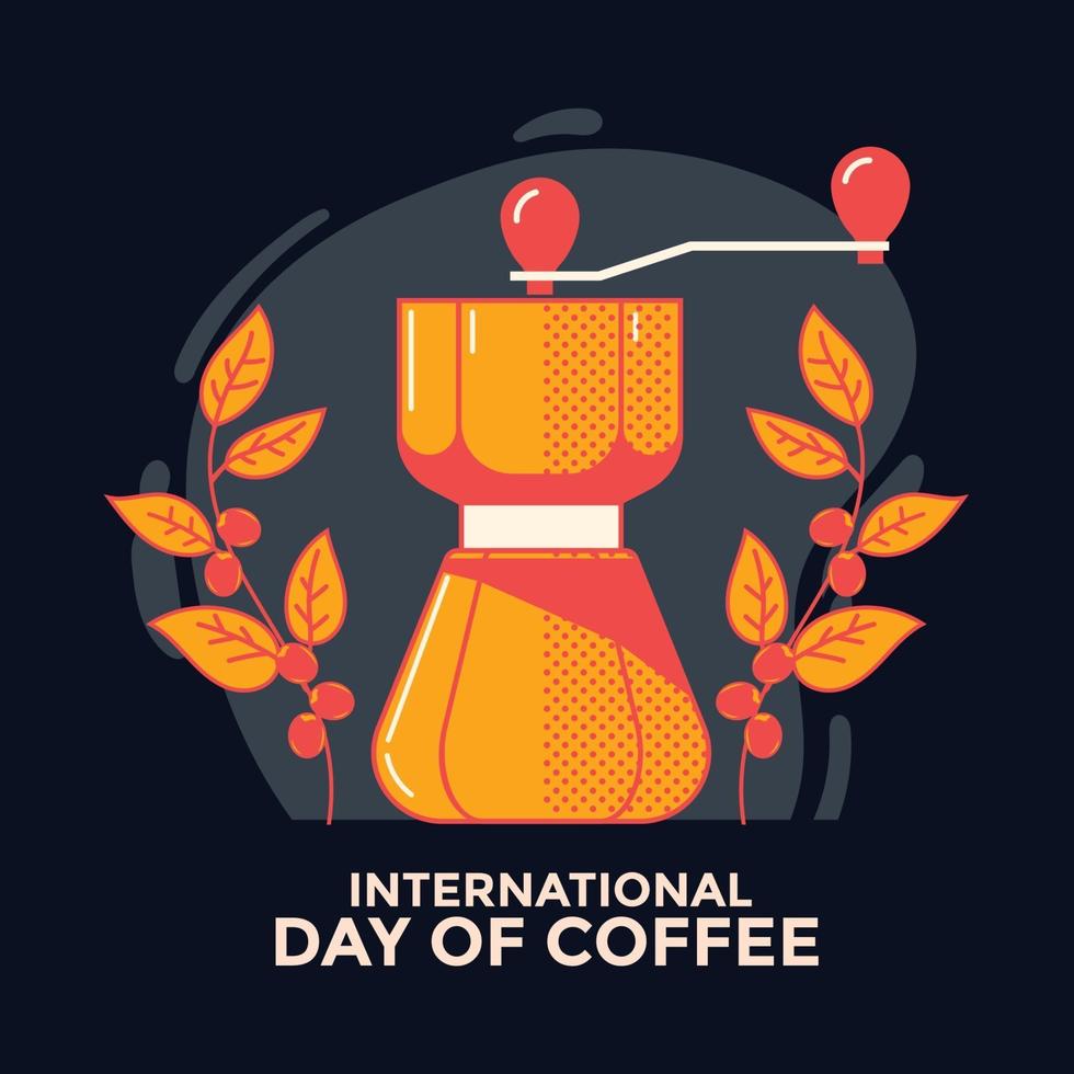 biglietto di auguri per la giornata internazionale del caffè vettore