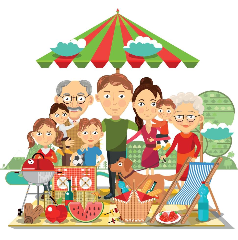 picnic famiglia vettore