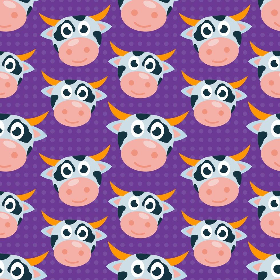 carino testa di mucca seamless pattern illustrazione vettoriale