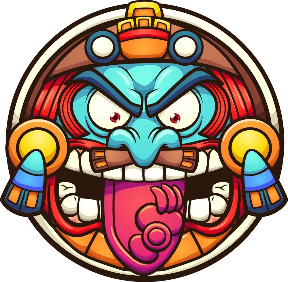 cartone animato sole azteco vettore
