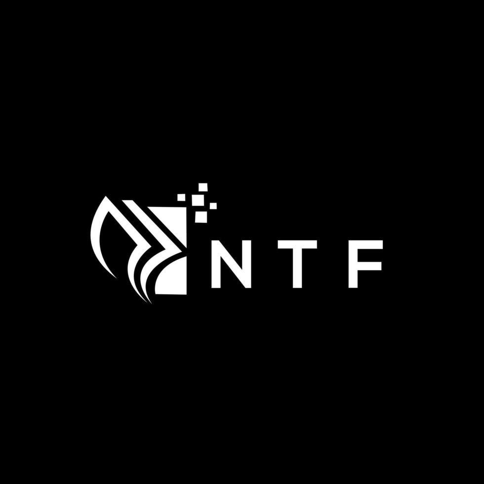 ntf credito riparazione contabilità logo design su nero sfondo. ntf creativo iniziali crescita grafico lettera logo concetto. ntf attività commerciale finanza logo design. vettore