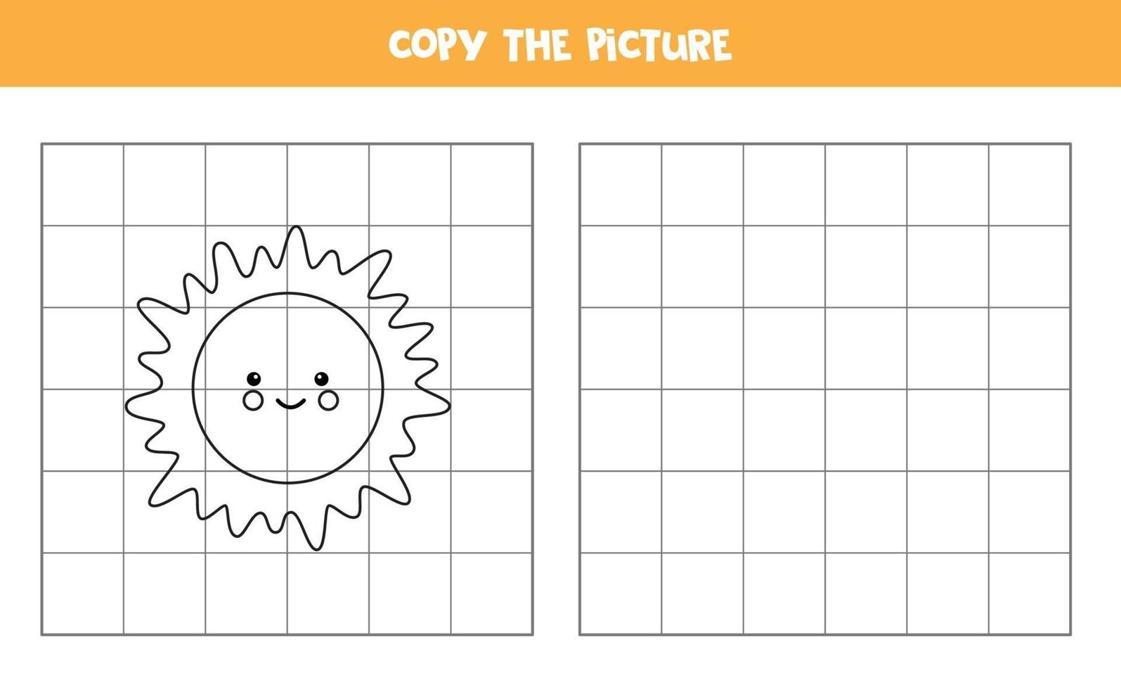 copia l'immagine. sole carino. gioco logico per bambini. vettore