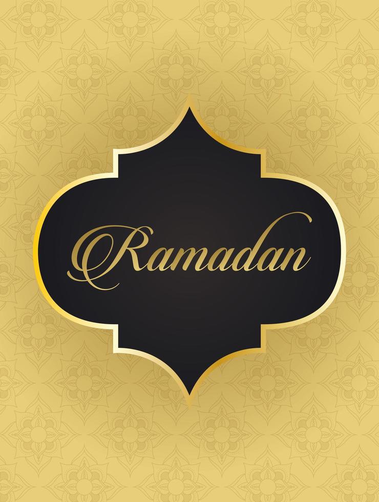 lettering ramadan kareem con decorazione cornice dorata vettore