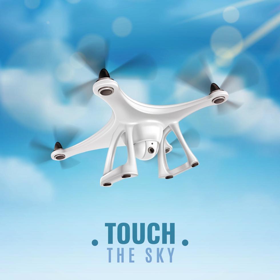 drone realistico in cielo vettore