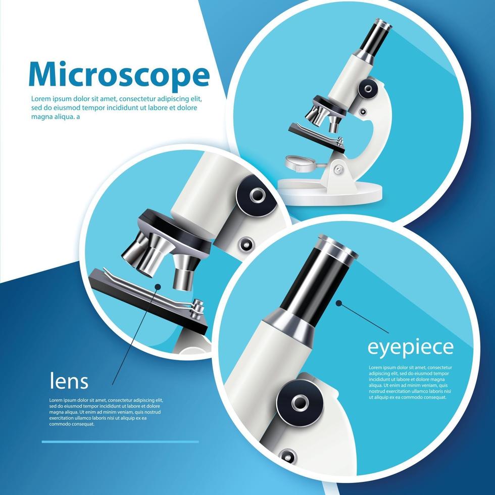 stampa microscopio infografica vettore