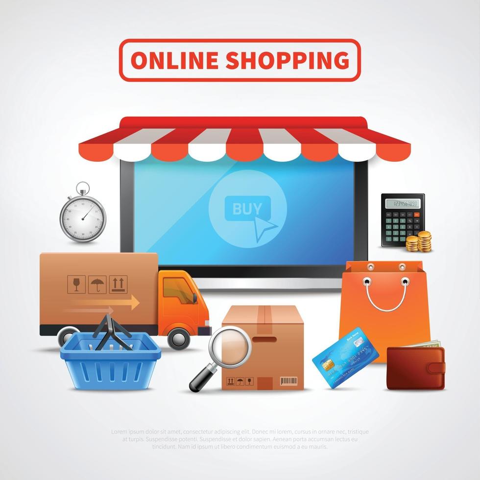 shopping online realistico vettore