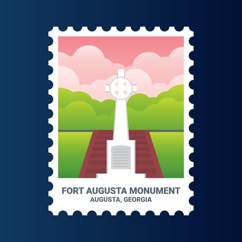 Francobollo di Fort Augusta Monument Georgia United States vettore
