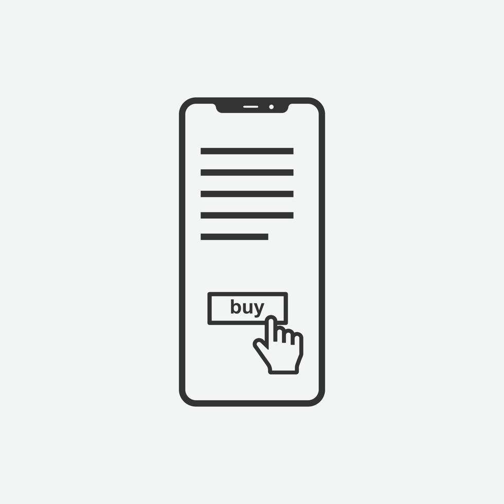 icona isolata di vettore dello shopping online su sfondo grigio