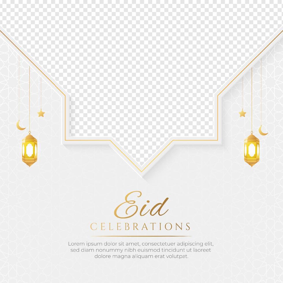eid mubarak islamico sociale media inviare con vuoto spazio per foto, contento eid islamico ornamento lanterna sfondo vettore
