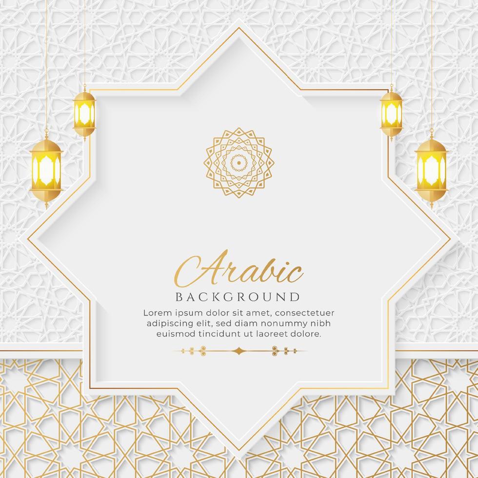 Arabo stile elegante bianca e d'oro lusso ornamentale sfondo con islamico modello vettore