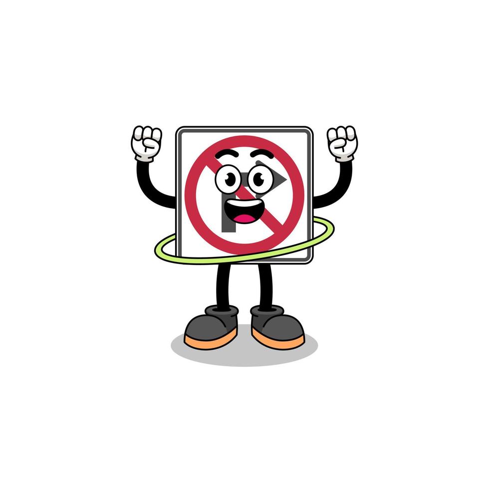 personaggio illustrazione di no giusto girare strada cartello giocando hula cerchio vettore