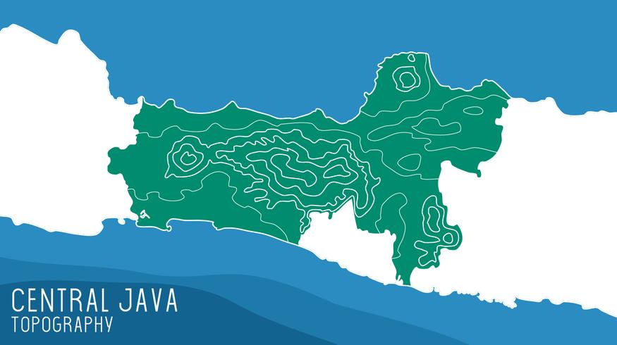Vettore della mappa di topografia di Java centrale