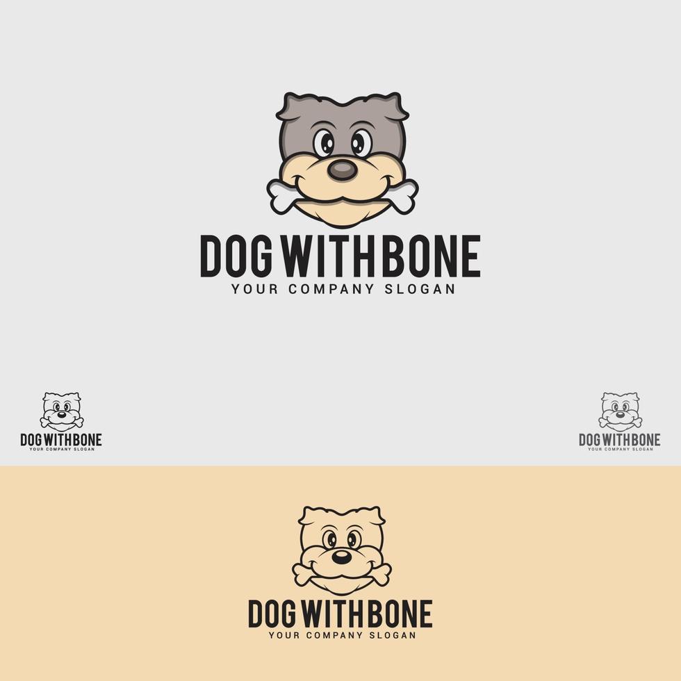 cane con modello di progettazione di logo di osso vettore