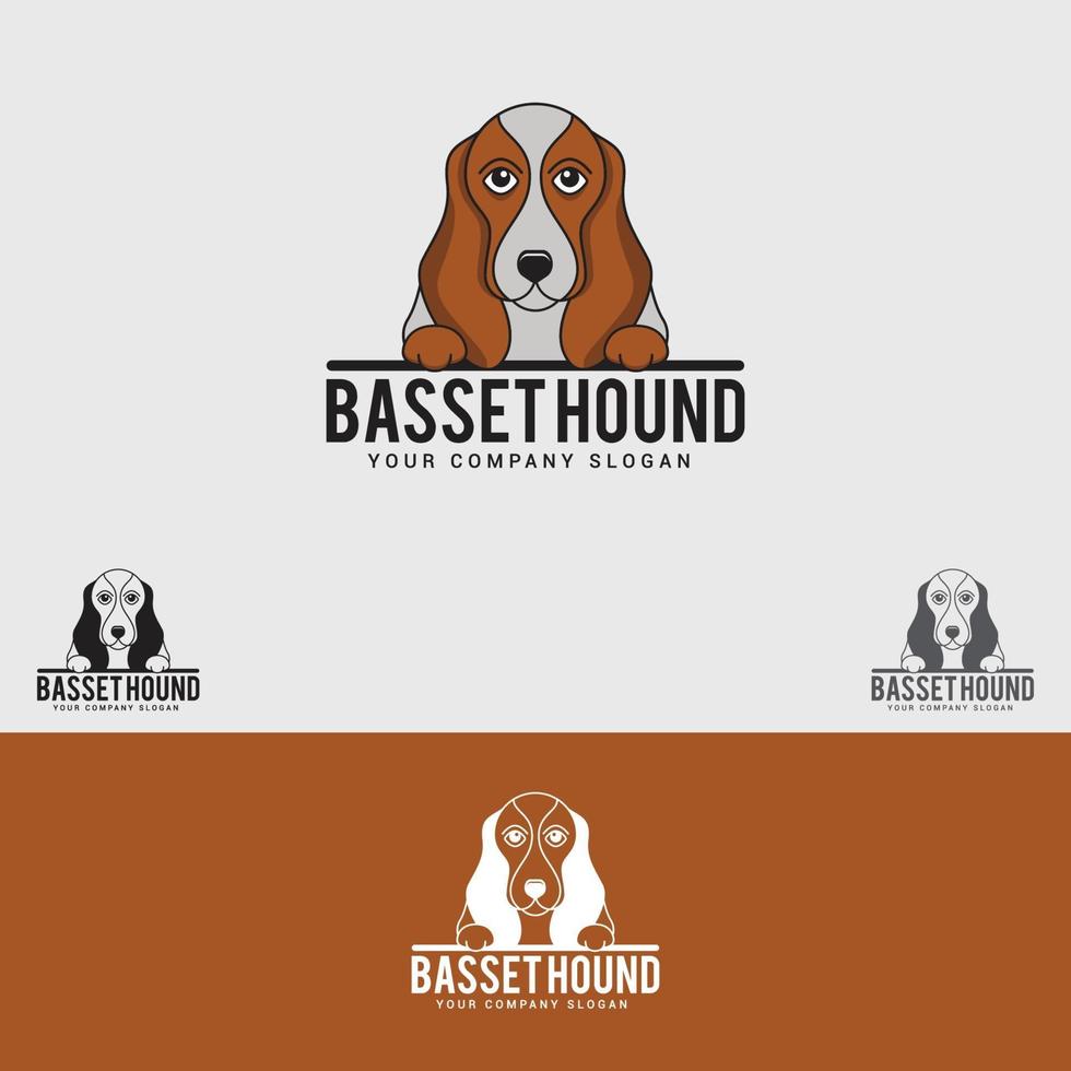 modello di progettazione di logo di cane basset hound vettore