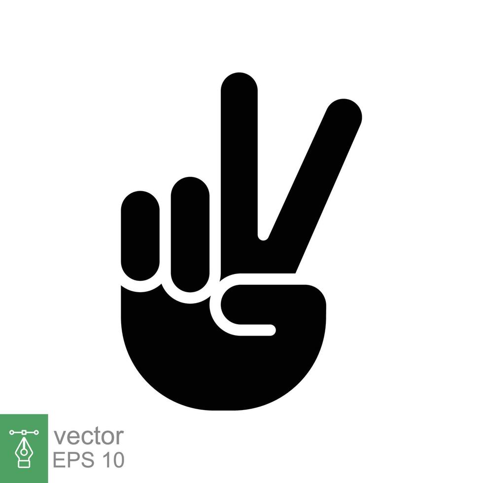 mano gesto v cartello per vittoria o pace glifo icona. semplice solido stile per applicazioni e siti web. vettore illustrazione su bianca sfondo. eps 10.