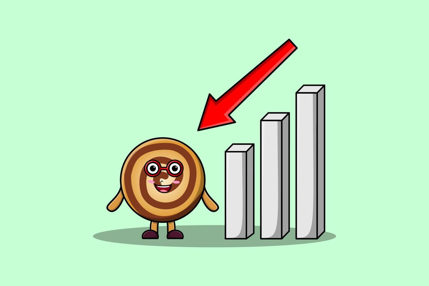 carino cartone animato biscotti con giù cartello grafico vettore