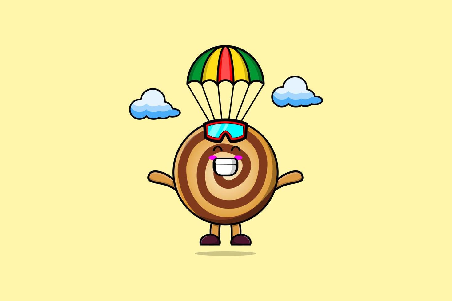 carino cartone animato biscotti è paracadutismo con paracadute vettore