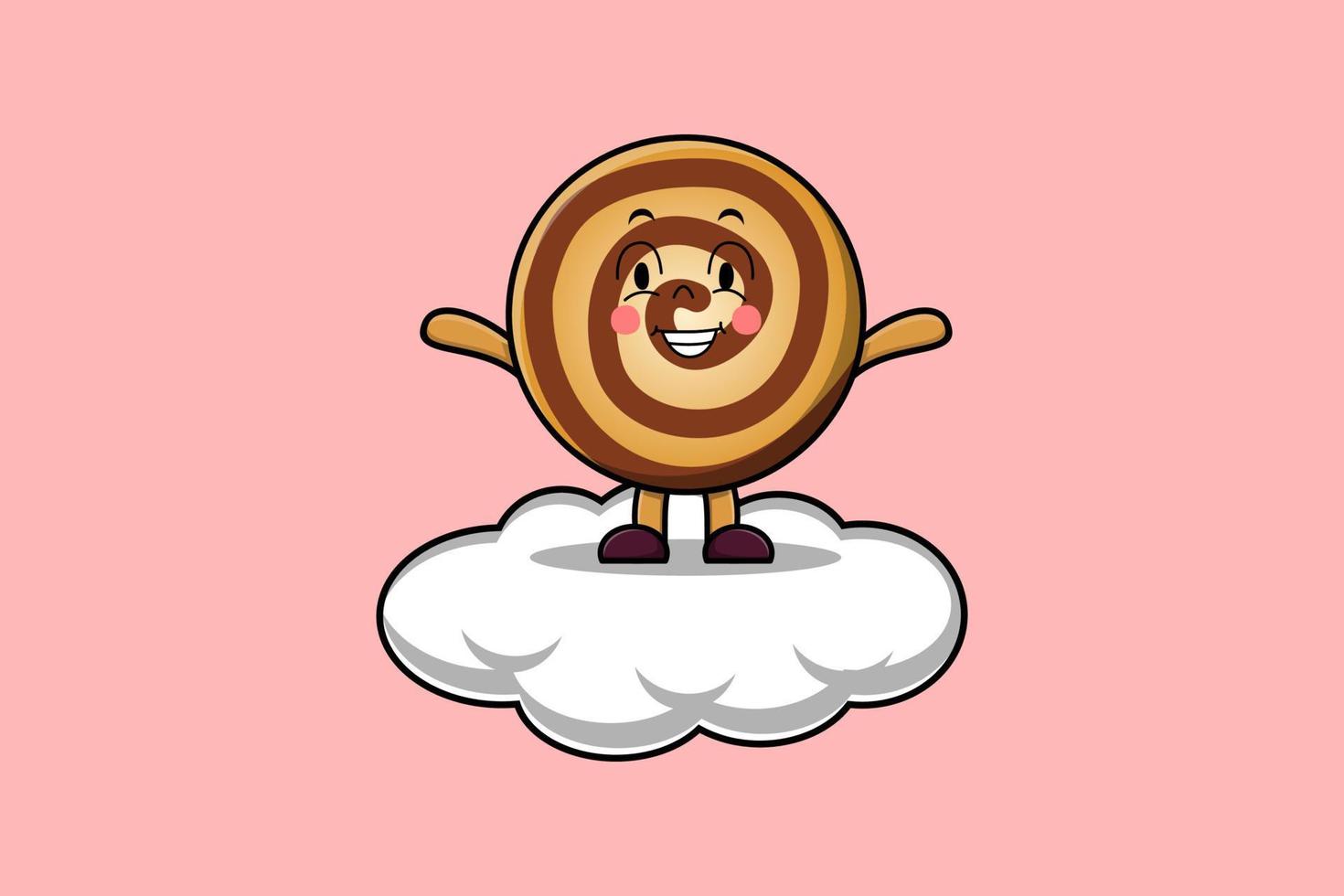 carino cartone animato biscotti personaggio in piedi nel nube vettore