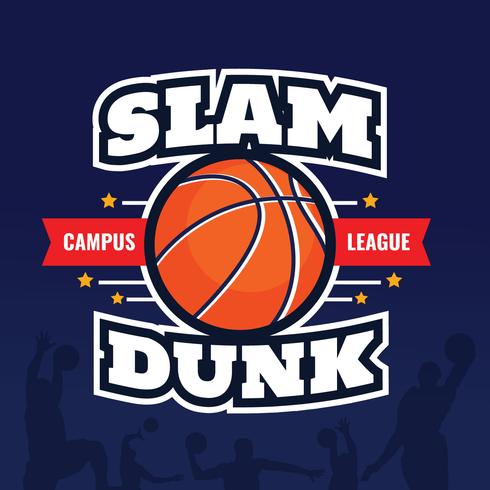 Poster di distintivi di pallacanestro Slam Dunk vettore