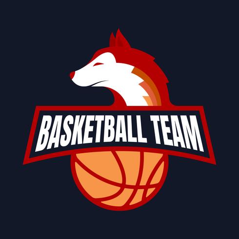 Concetto di logo di disegno della mascotte dell'emblema della squadra di pallacanestro di Fox vettore