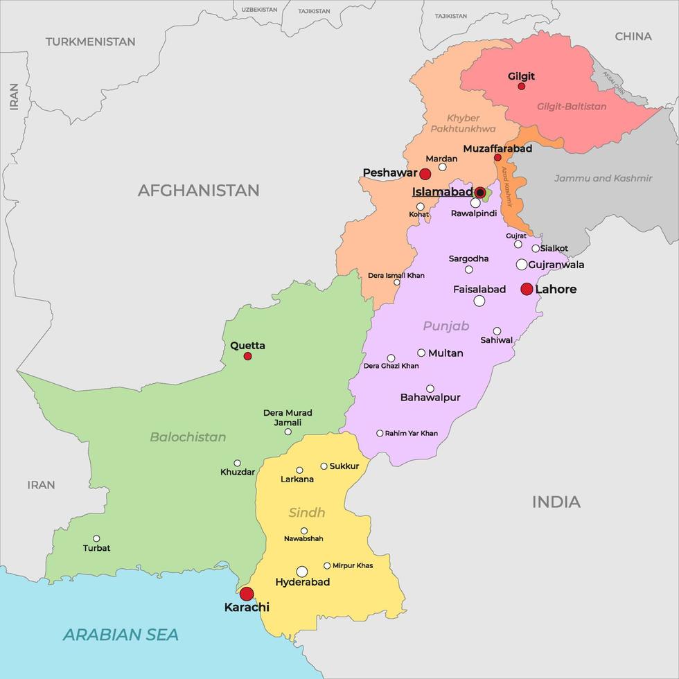 Pakistan nazione carta geografica vettore