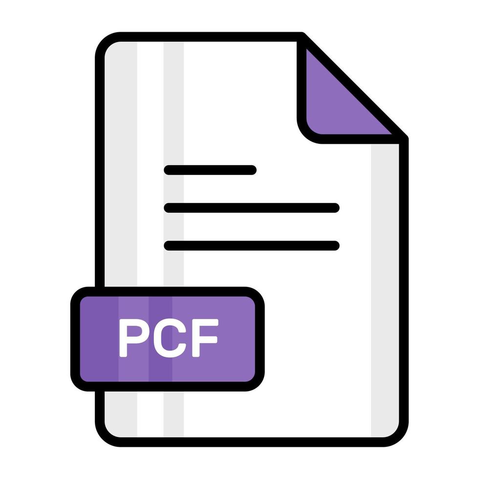 un sorprendente vettore icona di pcf file, modificabile design