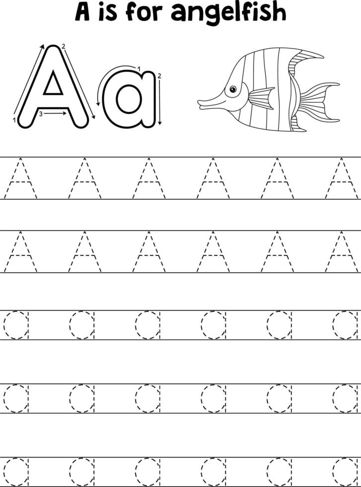 squatina animale tracciato lettera abc colorazione un' vettore