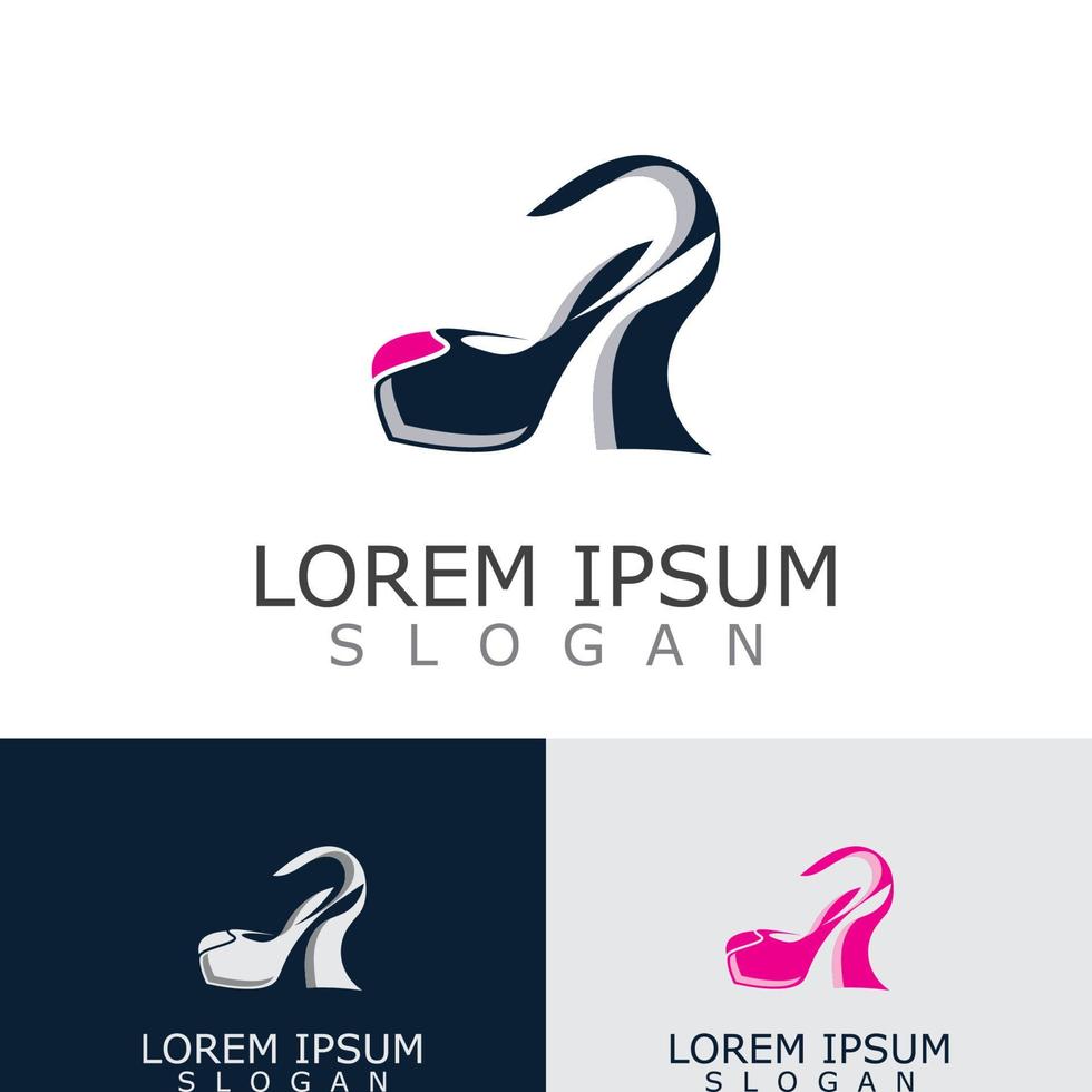 donne scarpe logo design alto tacco moda icona modello vettore per attività commerciale memorizzare