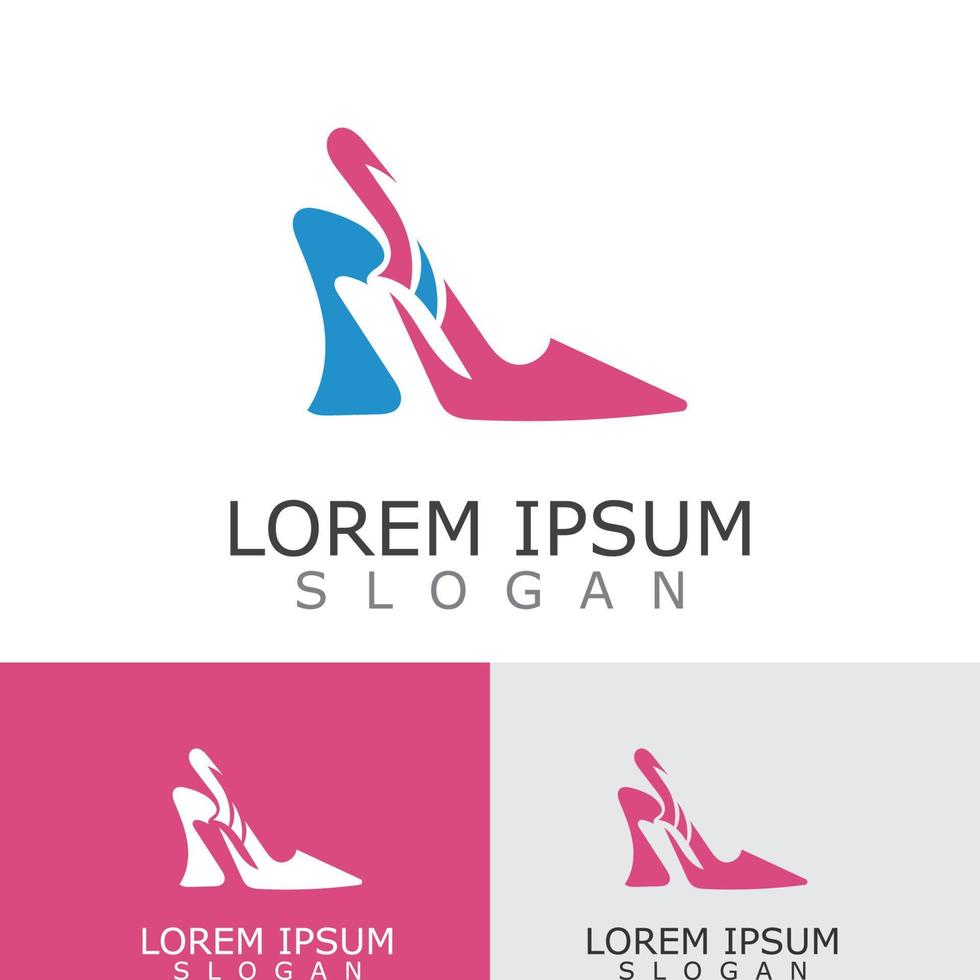 donne scarpe logo design alto tacco moda icona modello vettore per attività commerciale memorizzare