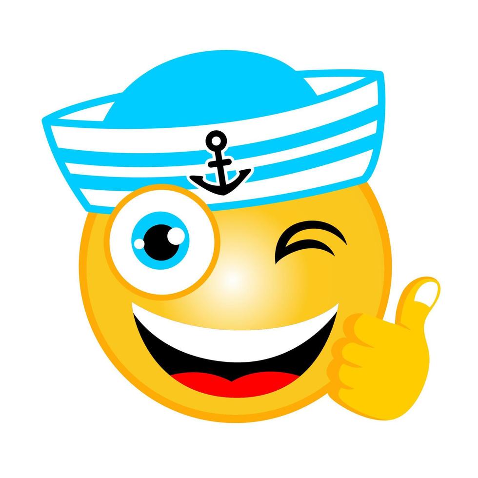 vettore cartone animato di marinaio emoticon con pollici su