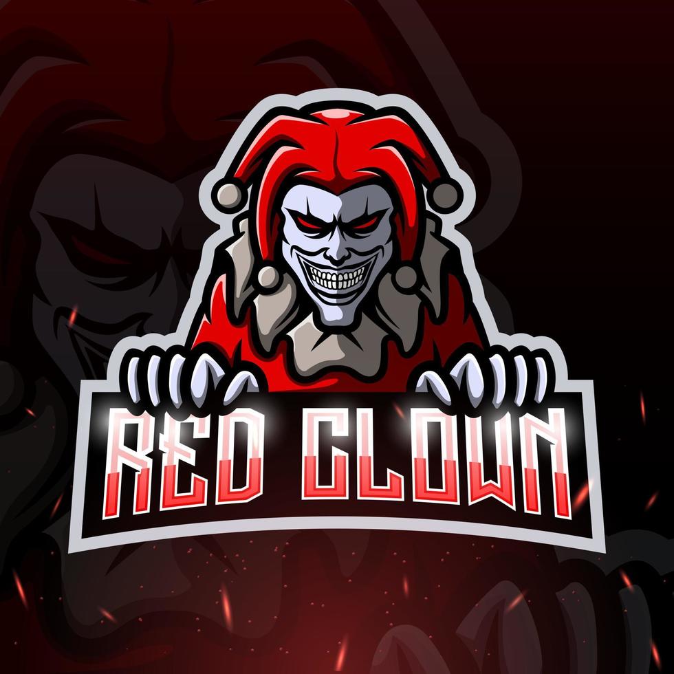 rosso clown portafortuna esport logo design vettore