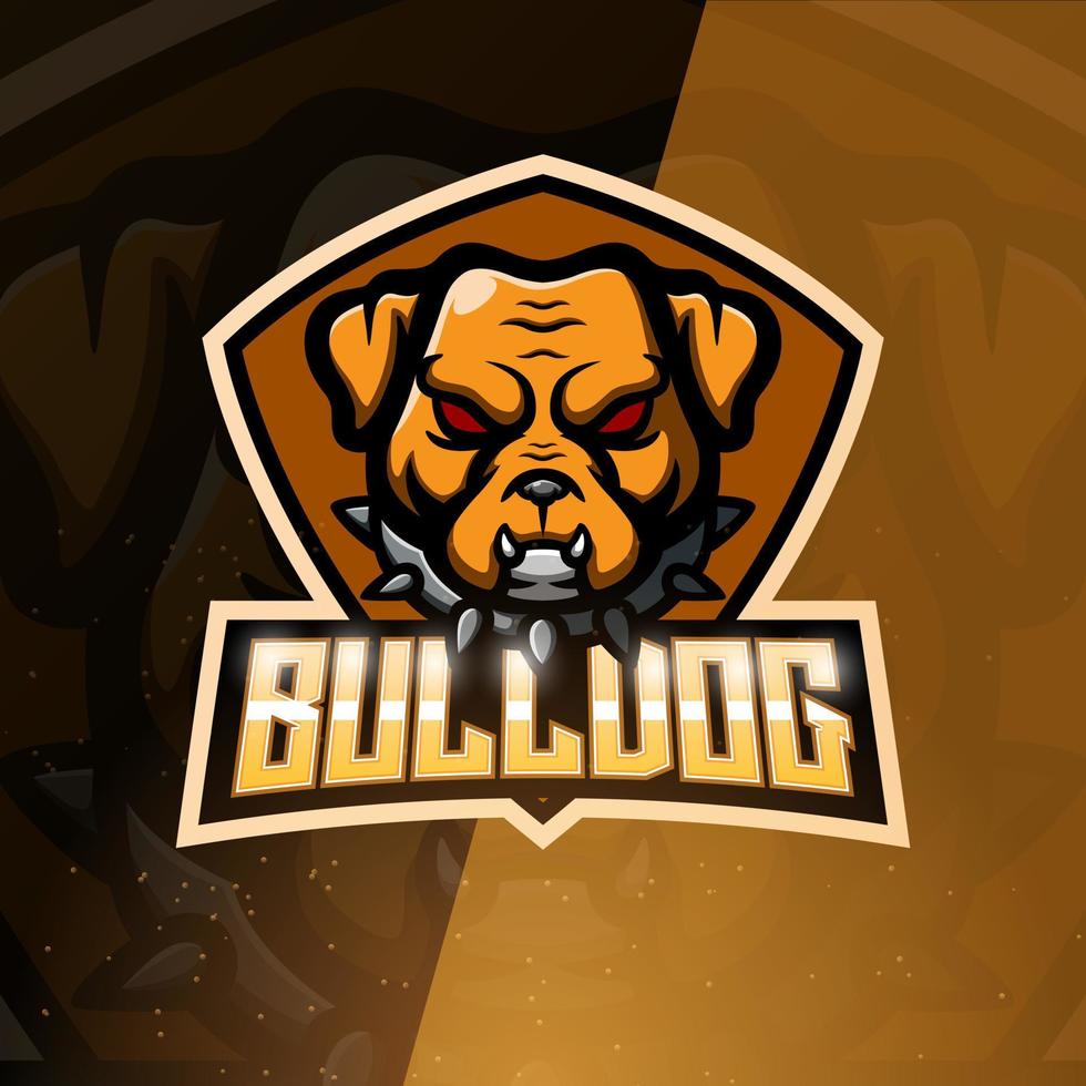 design del logo esport della mascotte del bulldog vettore