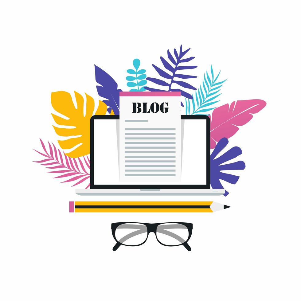 post di blog, blog, gestione dei contenuti, lavoro freelance, scrittore di articoli, design piatto di illustrazione vettoriale di copywritter per banner e app web