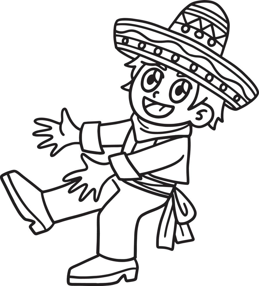 cinco de mayo messicano ragazzo danza isolato vettore