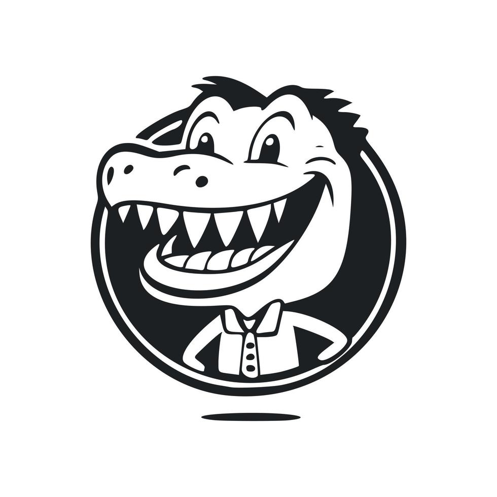 nero e bianca semplice logo con un' affascinante allegro coccodrillo. vettore