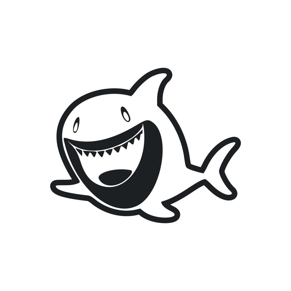 nero e bianca di base logo con un' affascinante allegro squalo. vettore